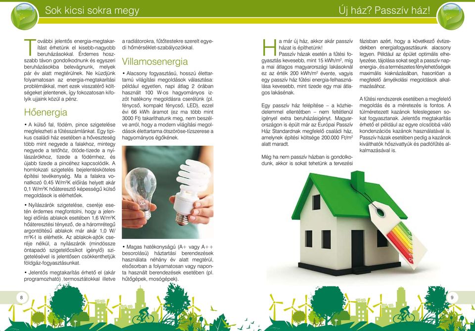 Ne küzdjünk folyamatosan az energia-megtakarítási problémákkal, mert ezek visszatérô költségeket jelentenek, így fokozatosan kifolyik ujjaink közül a pénz.