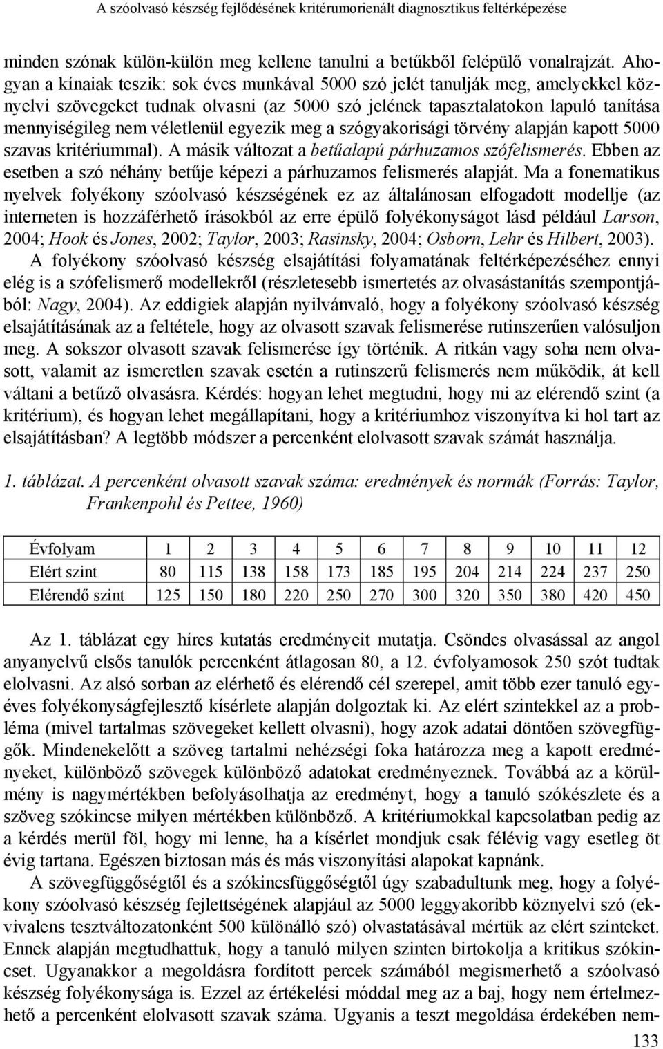 véletlenül egyezik meg a szógyakorisági törvény alapján kapott 5000 szavas kritériummal). A másik változat a betűalapú párhuzamos szófelismerés.