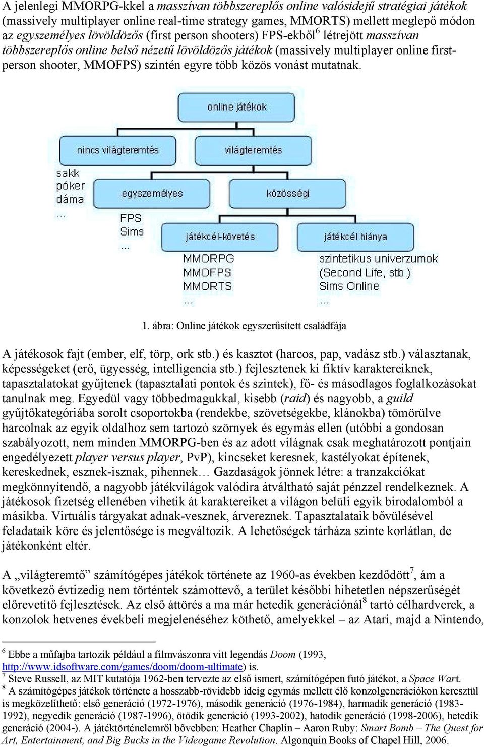 mutatnak. 1. ábra: Online játékok egyszerűsített családfája A játékosok fajt (ember, elf, törp, ork stb.) és kasztot (harcos, pap, vadász stb.