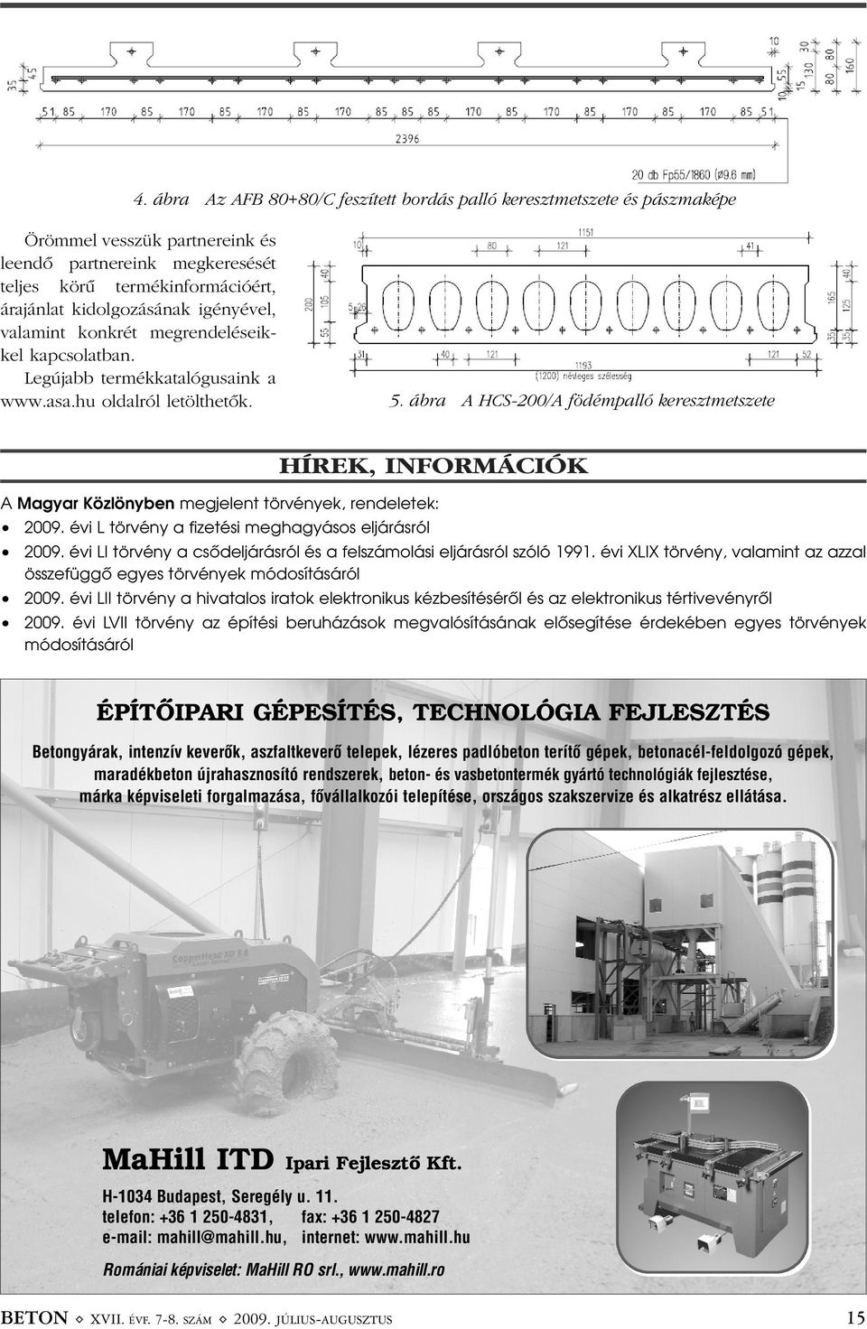 ábra A HCS-200/A födémpalló keresztmetszete HÍREK, INFORMÁCIÓK A Magyar Közlönyben megjelent törvények, rendeletek: 2009. évi L törvény a fizetési meghagyásos eljárásról 2009.