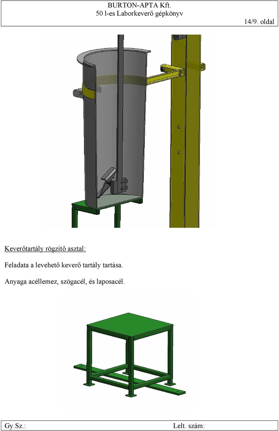 levehető keverő tartály tartása.