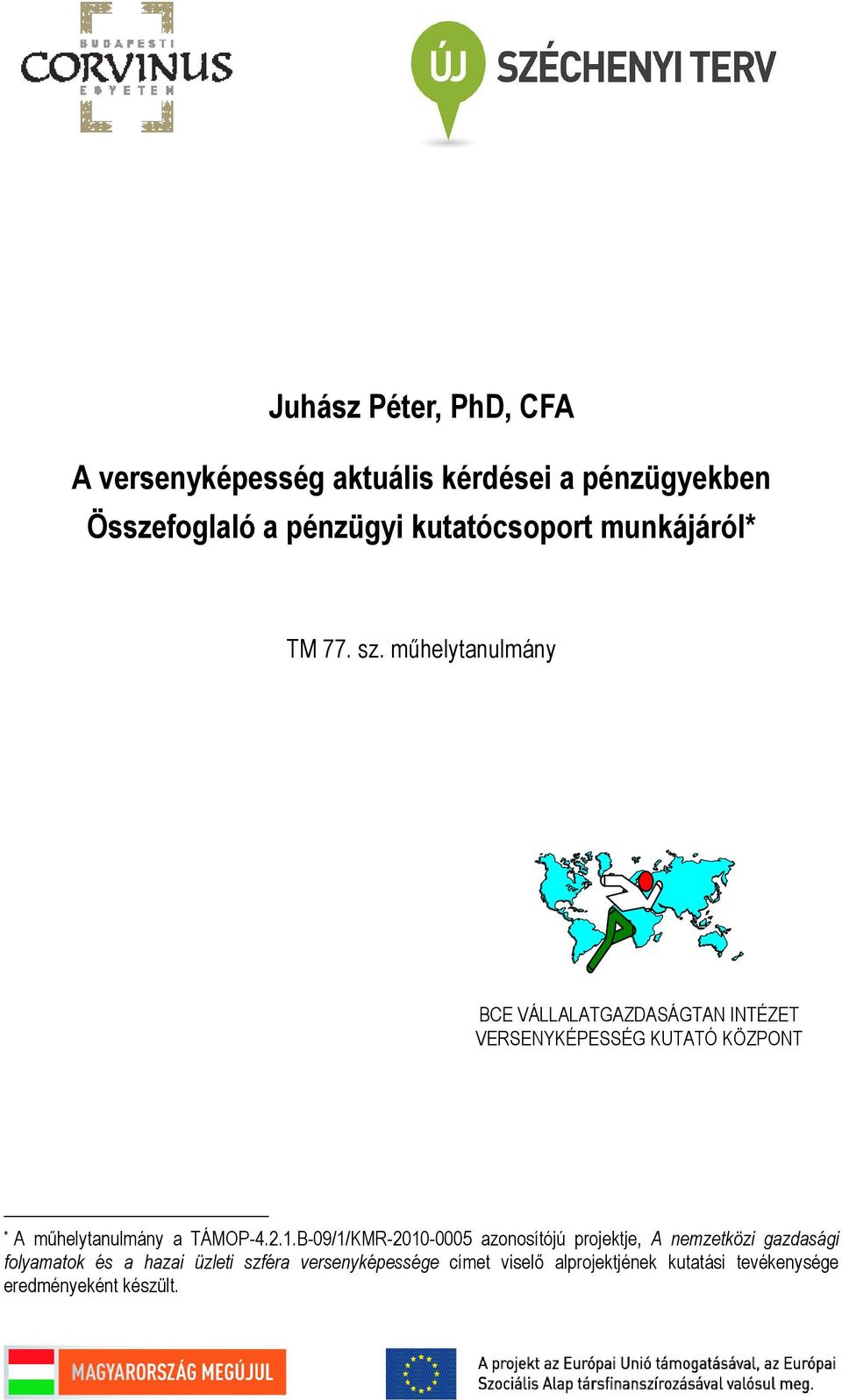 mőhelytanulmány BCE VÁLLALATGAZDASÁGTAN INTÉZET VERSENYKÉPESSÉG KUTATÓ KÖZPONT * A mőhelytanulmány a TÁMOP-4.