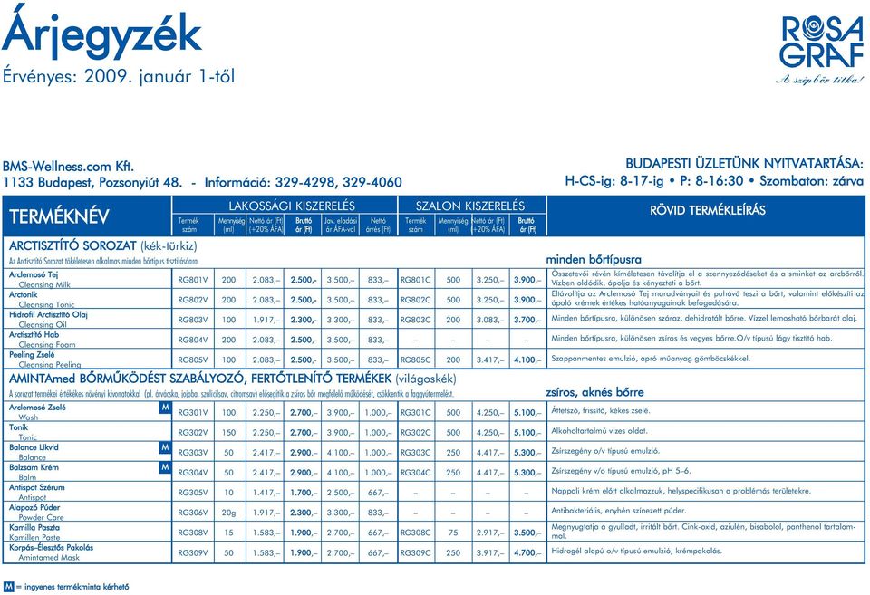 eladási Nettó Termék ennyiség Nettó ár (Ft) Bruttó szám (ml) (+20% ÁFA) ár (Ft) ár ÁFA-val árrés (Ft) szám (ml) (+20% ÁFA) ár (Ft) ARCTISZTÍTÓ SOROZAT (kék-türkiz) Az Arctisztító Sorozat tökéletesen