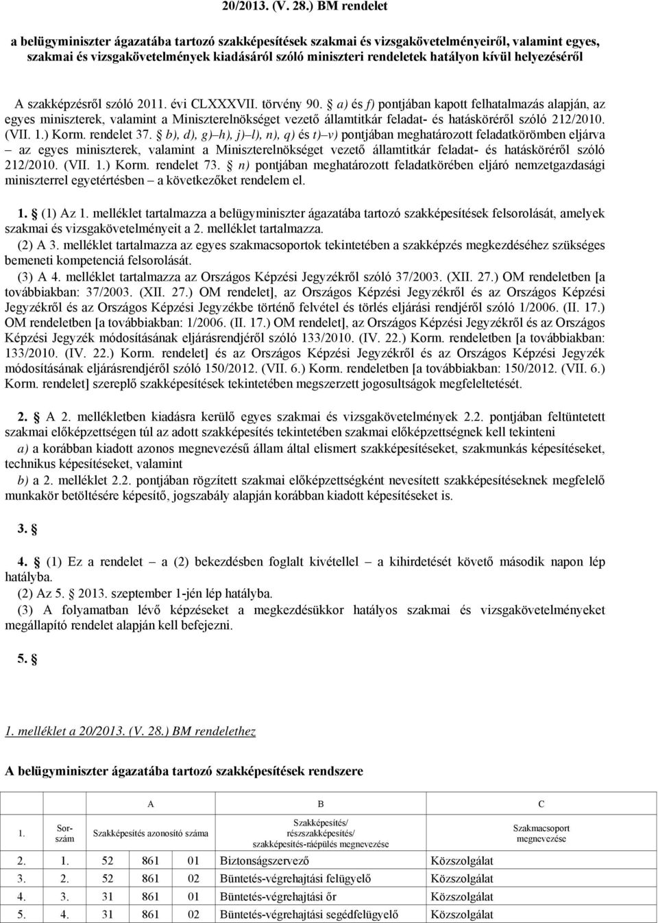 kívül helyezéséről szakképzésről szóló 2011. évi CLXXXVII. törvény 90.