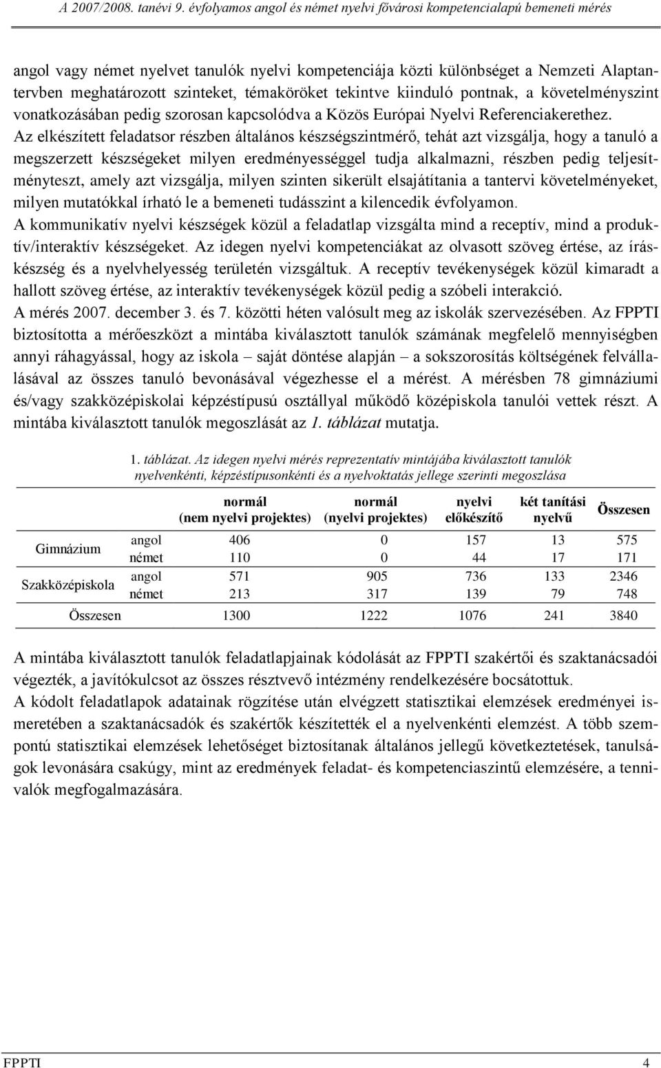 Az elkészített feladatsor részben általános készségszintmérő, tehát azt vizsgálja, hogy a tanuló a megszerzett készségeket milyen eredményességgel tudja alkalmazni, részben pedig teljesítményteszt,