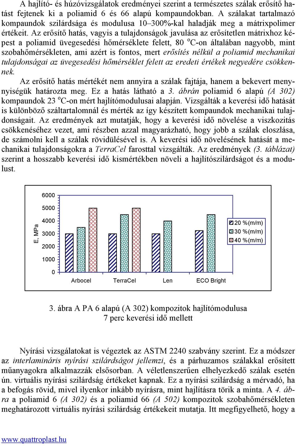 Az erősítő hatás, vagyis a tulajdonságok javulása az erősítetlen mátrixhoz képest a poliamid üvegesedési hőmérséklete felett, 80 o C-on általában nagyobb, mint szobahőmérsékleten, ami azért is