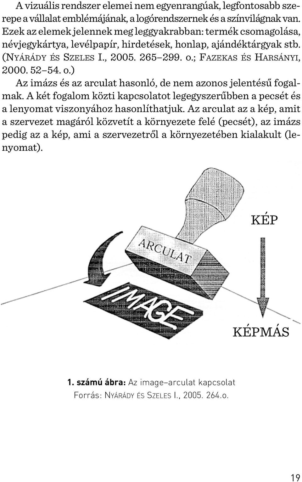 ; FAZEKAS ÉS HARSÁNYI, 2000. 52 54. o.) Az imázs és az arculat hasonló, de nem azonos jelentésû fogalmak.