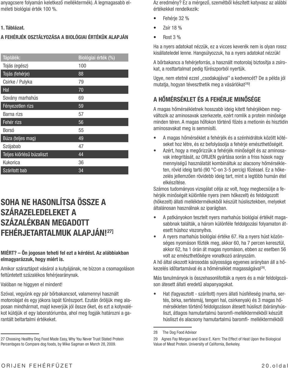 Fehér rizs 56 Borsó 55 Búza (teljes mag) 49 Szójabab 47 Teljes kiőrlésű búzaliszt 44 Kukorica 36 Szárított bab 34 SOHA NE HASONLÍTSA ÖSSZE A SZÁRAZELEDELEKET A SZÁZALÉKBAN MEGADOTT FEHÉRJETARTALMUK