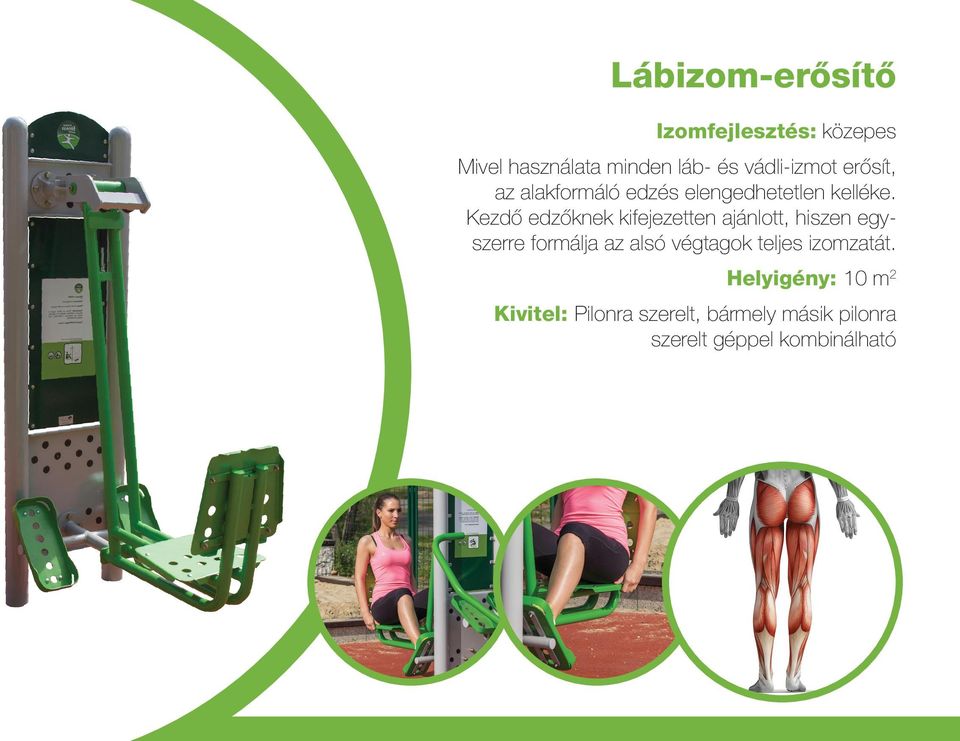 Kezdő edzőknek kifejezetten ajánlott, hiszen egyszerre formálja az alsó végtagok