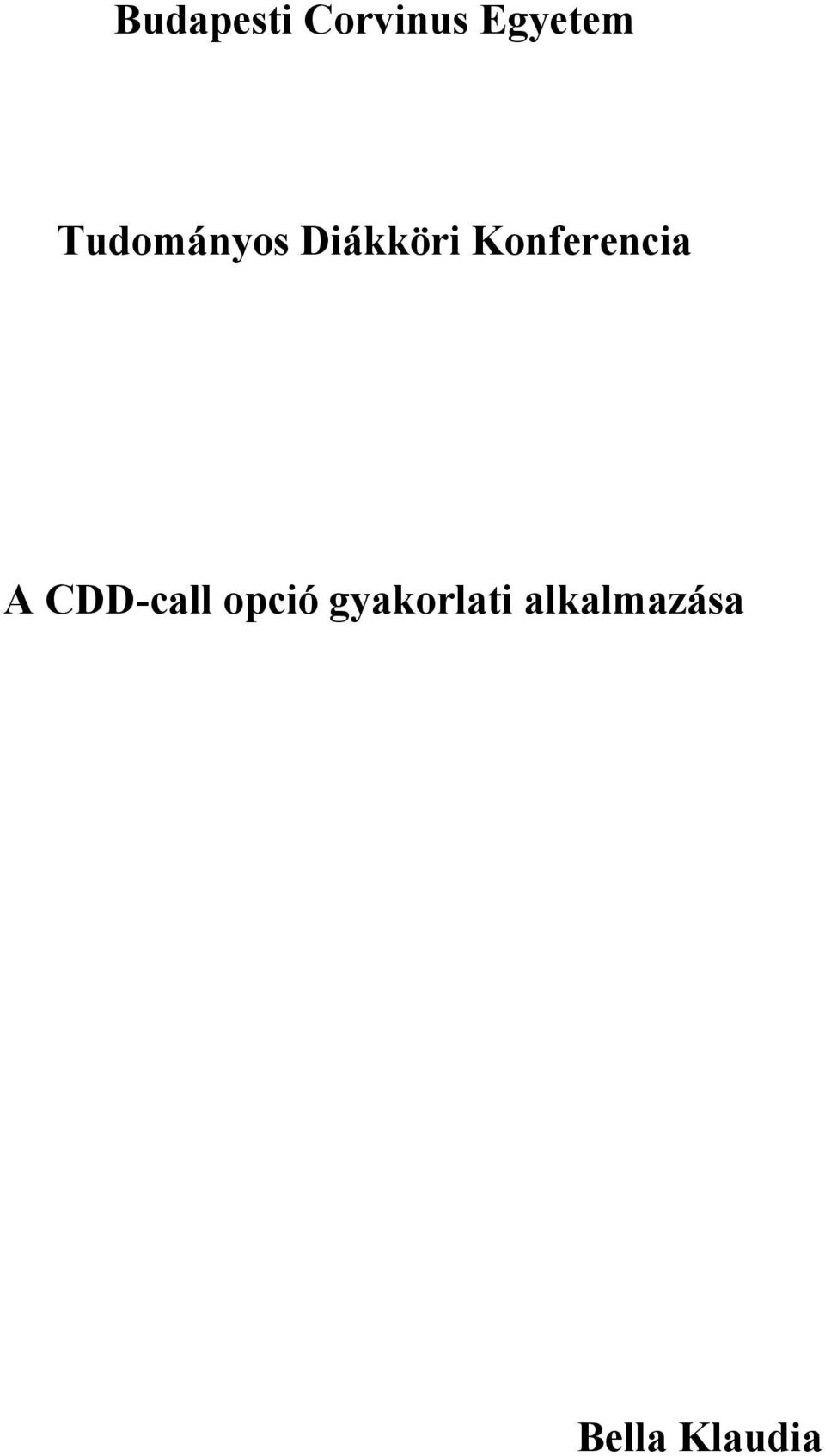Konferencia A CDD-call