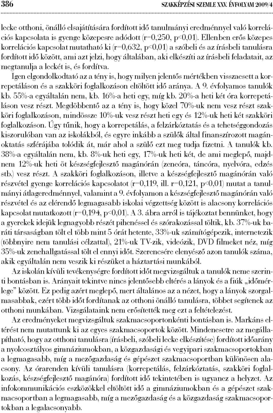 feladatait, az megtanulja a leckét is, és fordítva. Igen elgondolkodtató az a tény is, hogy milyen jelentős mértékben visszaesett a korrepetáláson és a szakköri foglalkozáson eltöltött idő aránya.