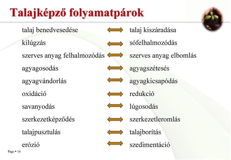 talajpusztulás erózió talaj kiszáradása sófelhalmozódás szerves anyag elbomlás