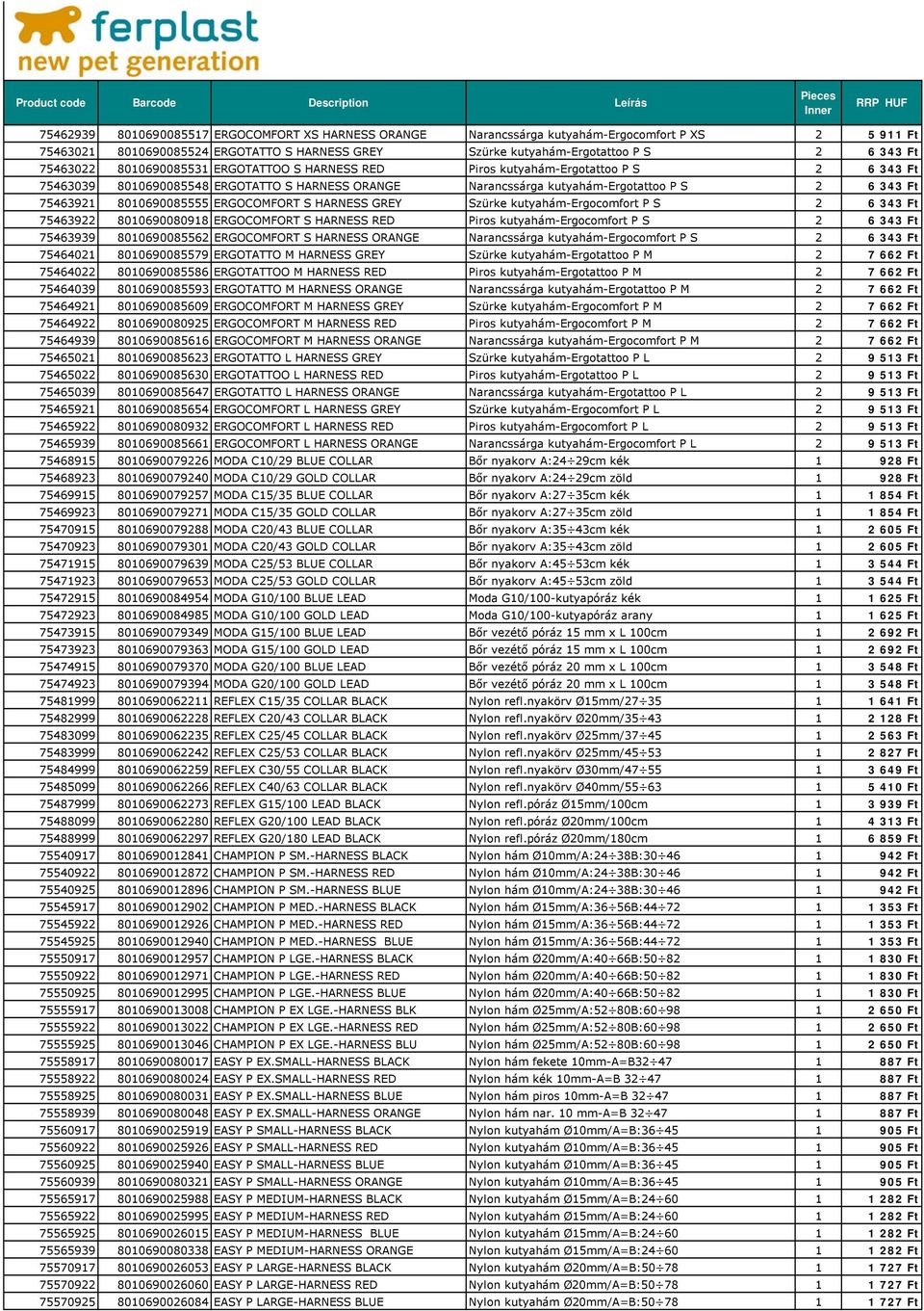 8010690085555 ERGOCOMFORT S HARNESS GREY Szürke kutyahám-ergocomfort P S 2 6 343 Ft 75463922 8010690080918 ERGOCOMFORT S HARNESS RED Piros kutyahám-ergocomfort P S 2 6 343 Ft 75463939 8010690085562