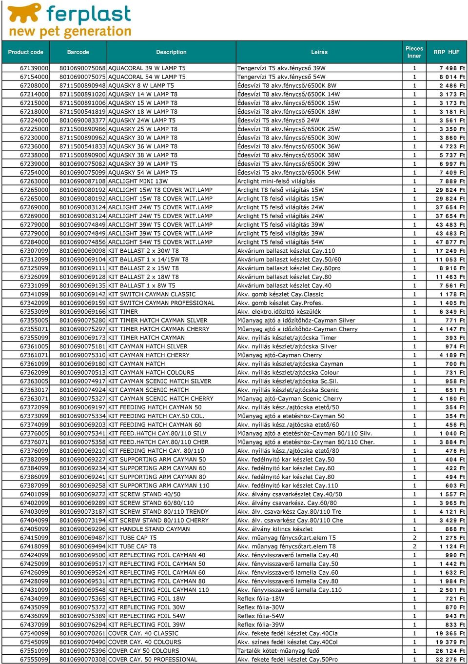 fénycső/6500k 14W 1 3 173 Ft 67215000 8711500891006 AQUASKY 15 W LAMP T8 Édesvízi T8 akv.fénycső/6500k 15W 1 3 173 Ft 67218000 8711500541819 AQUASKY 18 W LAMP T8 Édesvízi T8 akv.