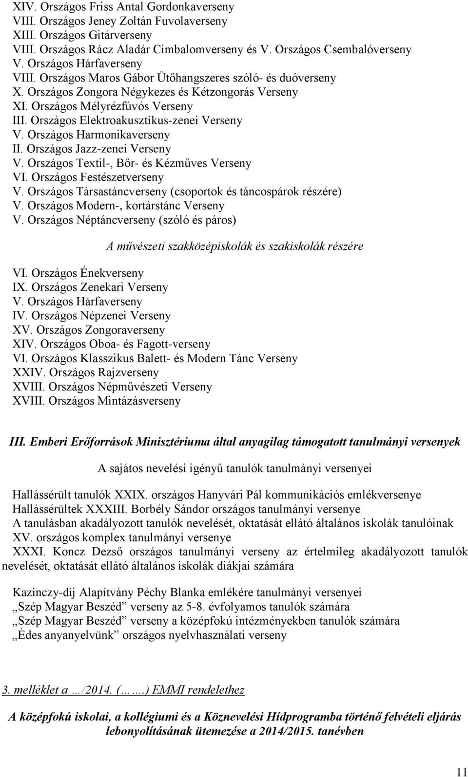 Országos Elektroakusztikus-zenei Verseny V. Országos Harmonikaverseny II. Országos Jazz-zenei Verseny V. Országos Textil-, Bőr- és Kézműves Verseny VI. Országos Festészetverseny V.