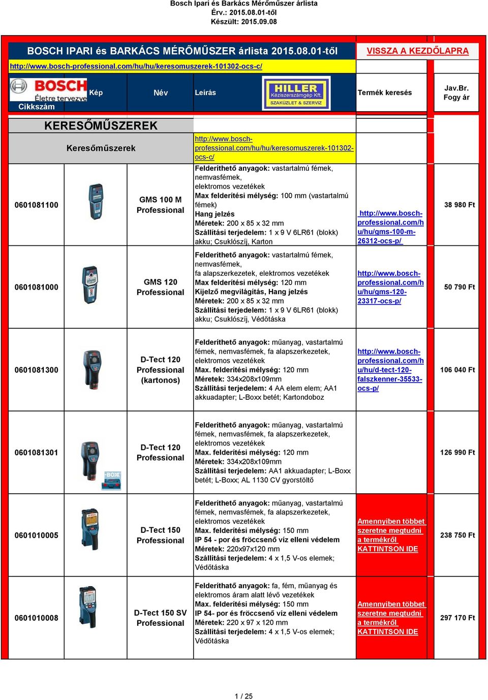 32 mm Szállítási terjedelem: 1 x 9 V 6LR61 (blokk) akku; Csuklószíj, Karton Felderíthető anyagok: vastartalmú fémek, nemvasfémek, fa alapszerkezetek, elektromos vezetékek Max felderítési mélység: 120