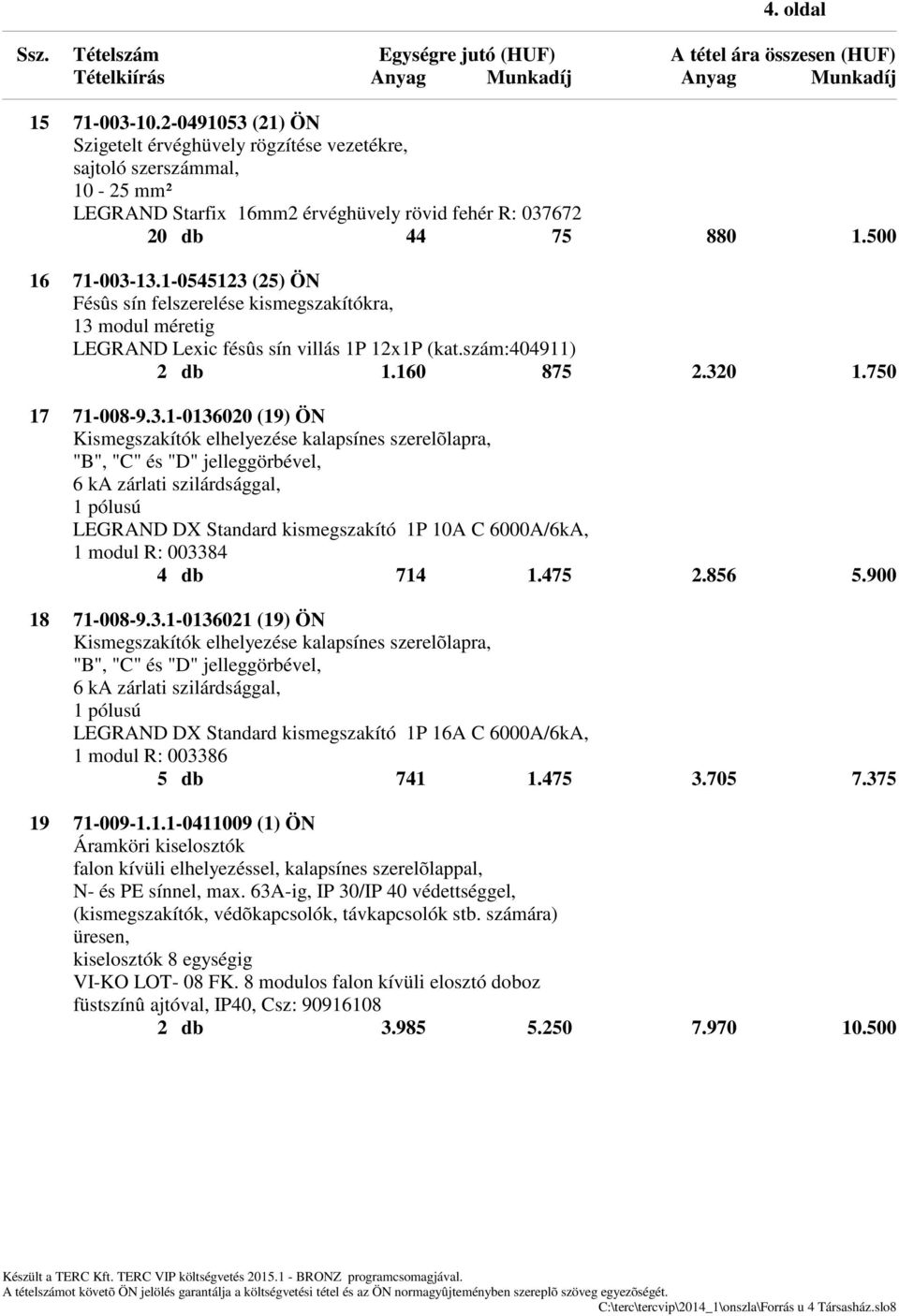 13.1-0545123 (25) ÖN Fésûs sín felszerelése kismegszakítókra, 13 modul méretig LEGRAND Lexic fésûs sín villás 1P 12x1P (kat.szám:404911) 2 db 1.160 875 2.320 1.750 17 71-008-9.3.1-0136020 (19) ÖN