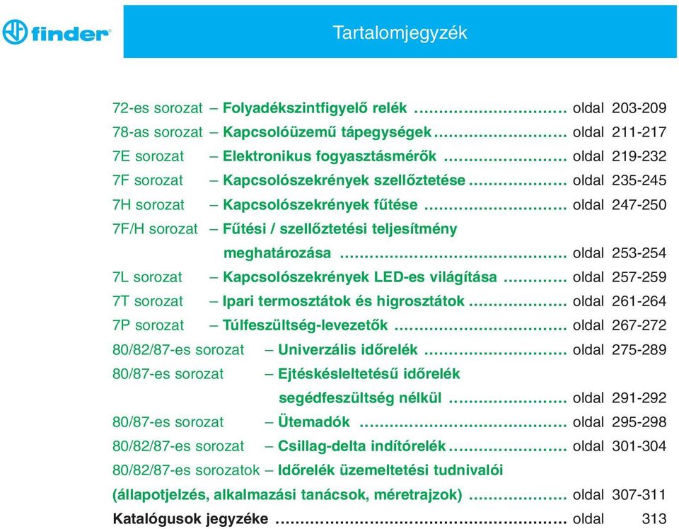 .. oldal 253-254 7L sorozat Kapcsolószekrények LED-es világítása... oldal 257-259 7T sorozat pari termosztátok és higrosztátok... oldal 261-264 7P sorozat Túlfeszültség-levezetők.