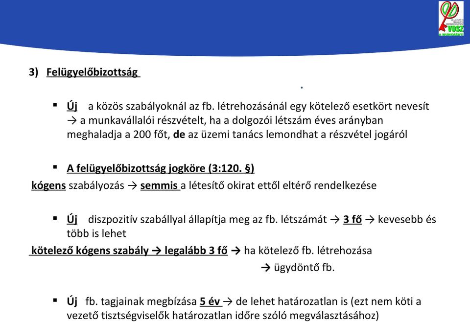 részvétel jogáról A felügyelőbizottság jogköre (3:120.