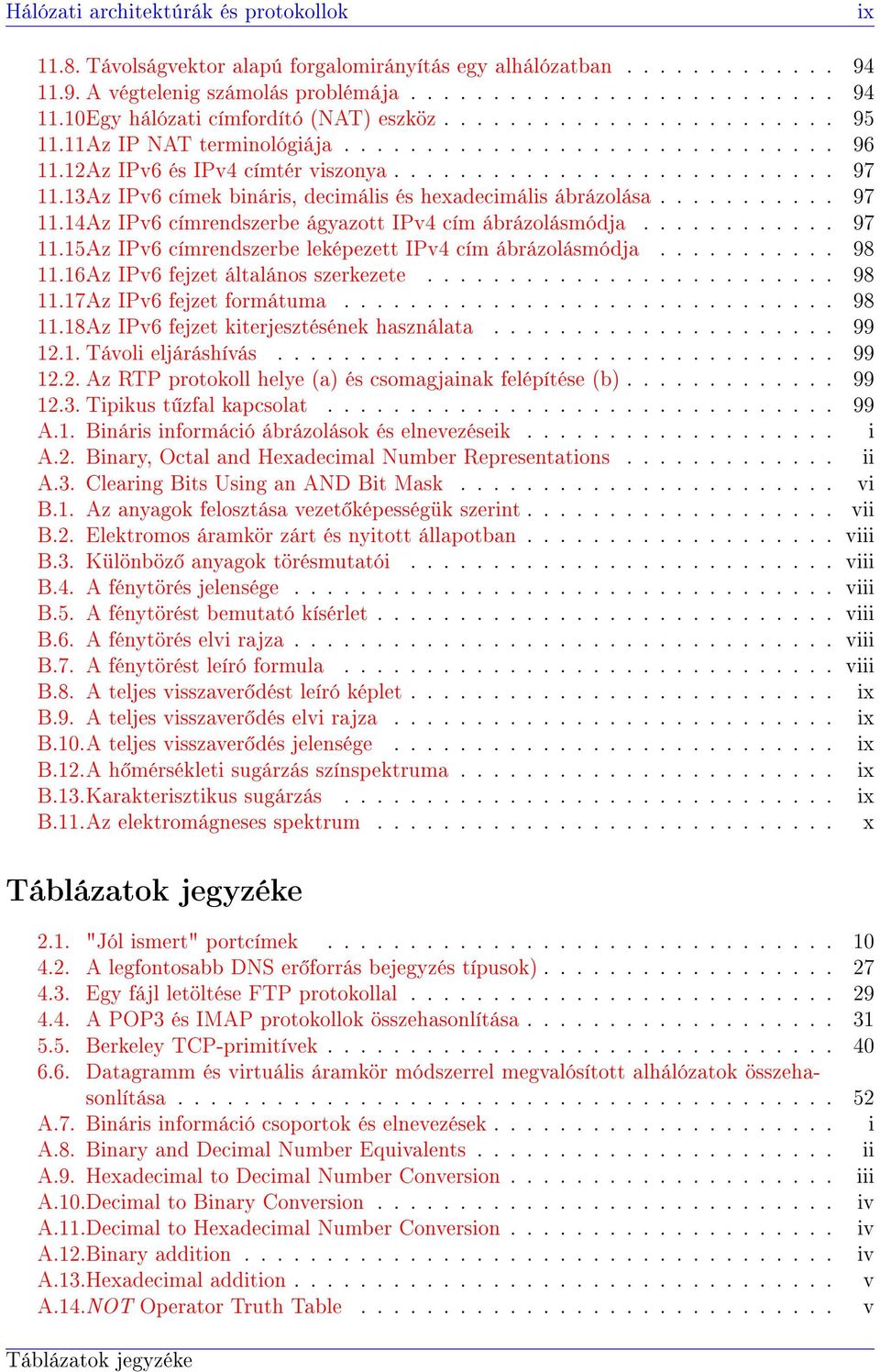 13.Az IPv6 címek bináris, decimális és hexadecimális ábrázolása........... 97 11.14.Az IPv6 címrendszerbe ágyazott IPv4 cím ábrázolásmódja............ 97 11.15.