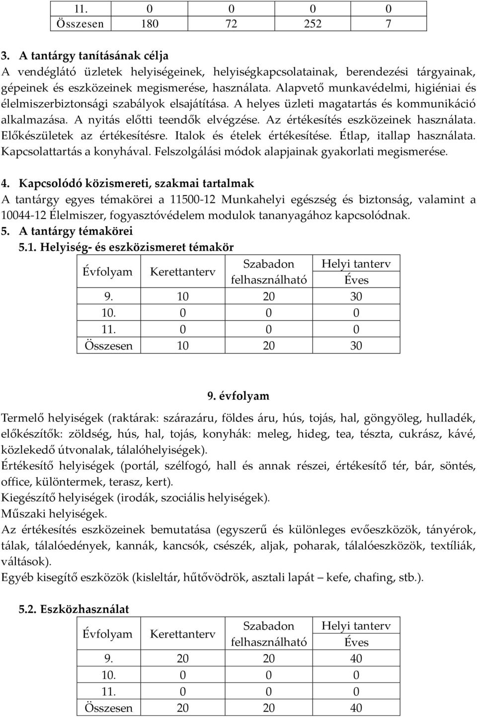 Az értékesítés eszközeinek használata. Előkészületek az értékesítésre. Italok és ételek értékesítése. Étlap, itallap használata. Kapcsolattartás a konyhával.