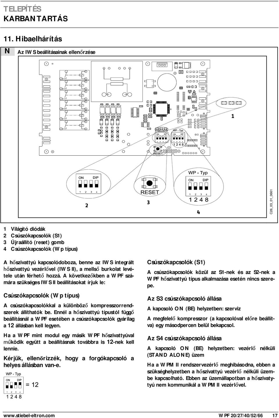 IWS integrált szivattyú vezérl vel (IWS II), a mells burkolat levétele után férhet hozzá.