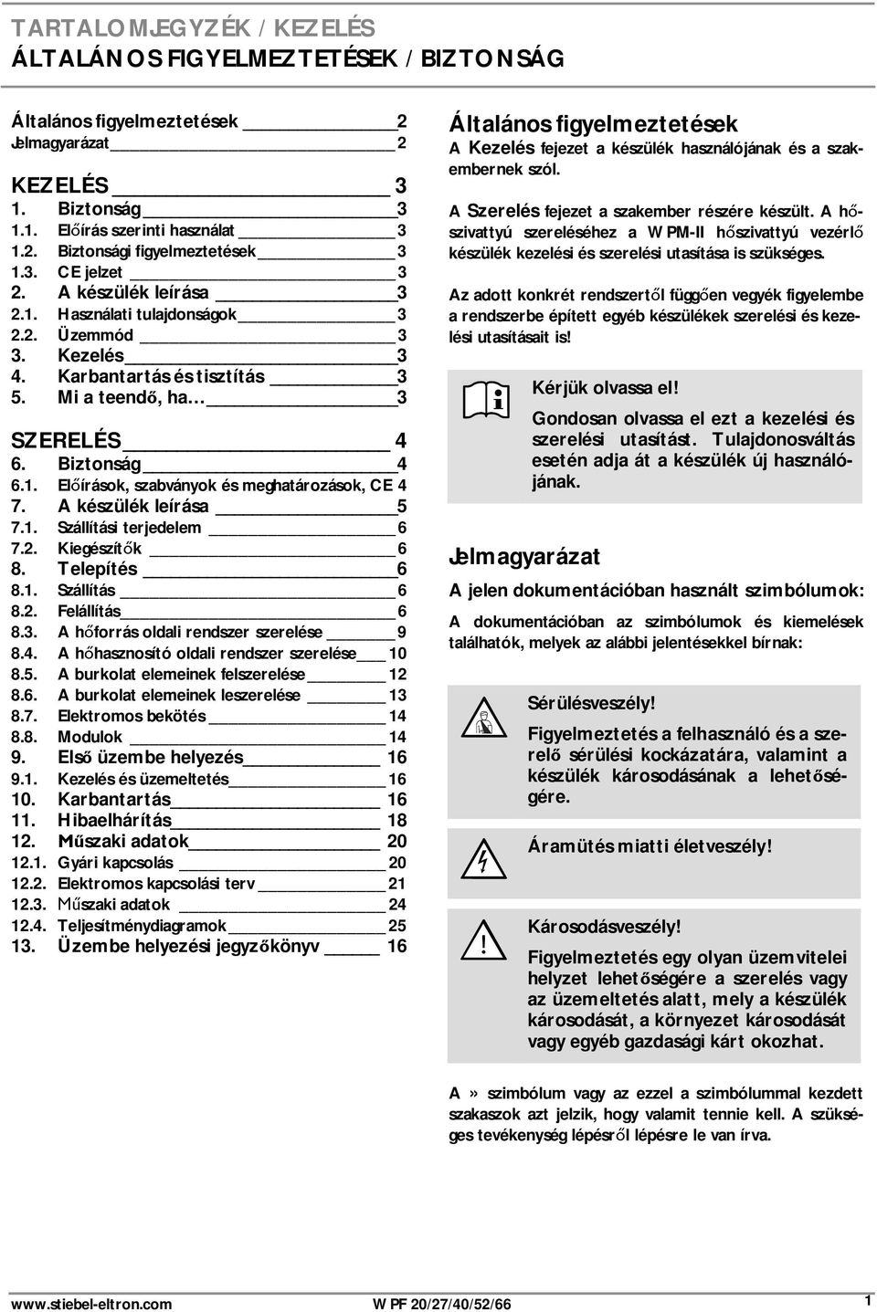 A készülék leírása 5 7.1. Szállítási terjedelem 6 7.2. Kiegészít k 6 8. Telepítés 6 8.1. Szállítás 6 8.2. Felállítás 6 8.3. A h forrás oldali rendszer szerelése 9 8.4.