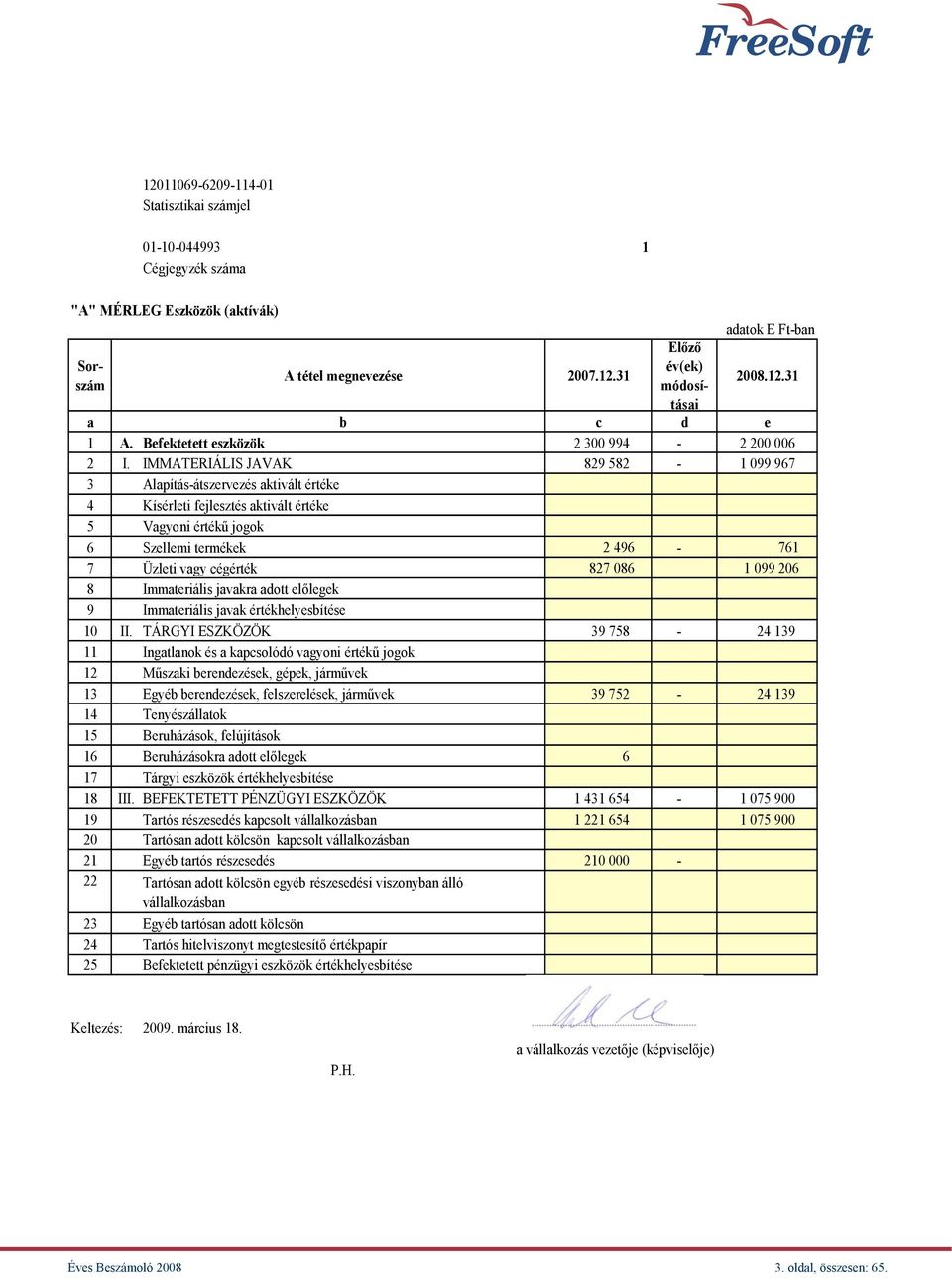 IMMATERIÁLIS JAVAK 829 582-1 099 967 3 Alapítás-átszervezés aktivált értéke 4 Kísérleti fejlesztés aktivált értéke 5 Vagyoni értékű jogok 6 Szellemi termékek 2 496-761 7 Üzleti vagy cégérték 827 086