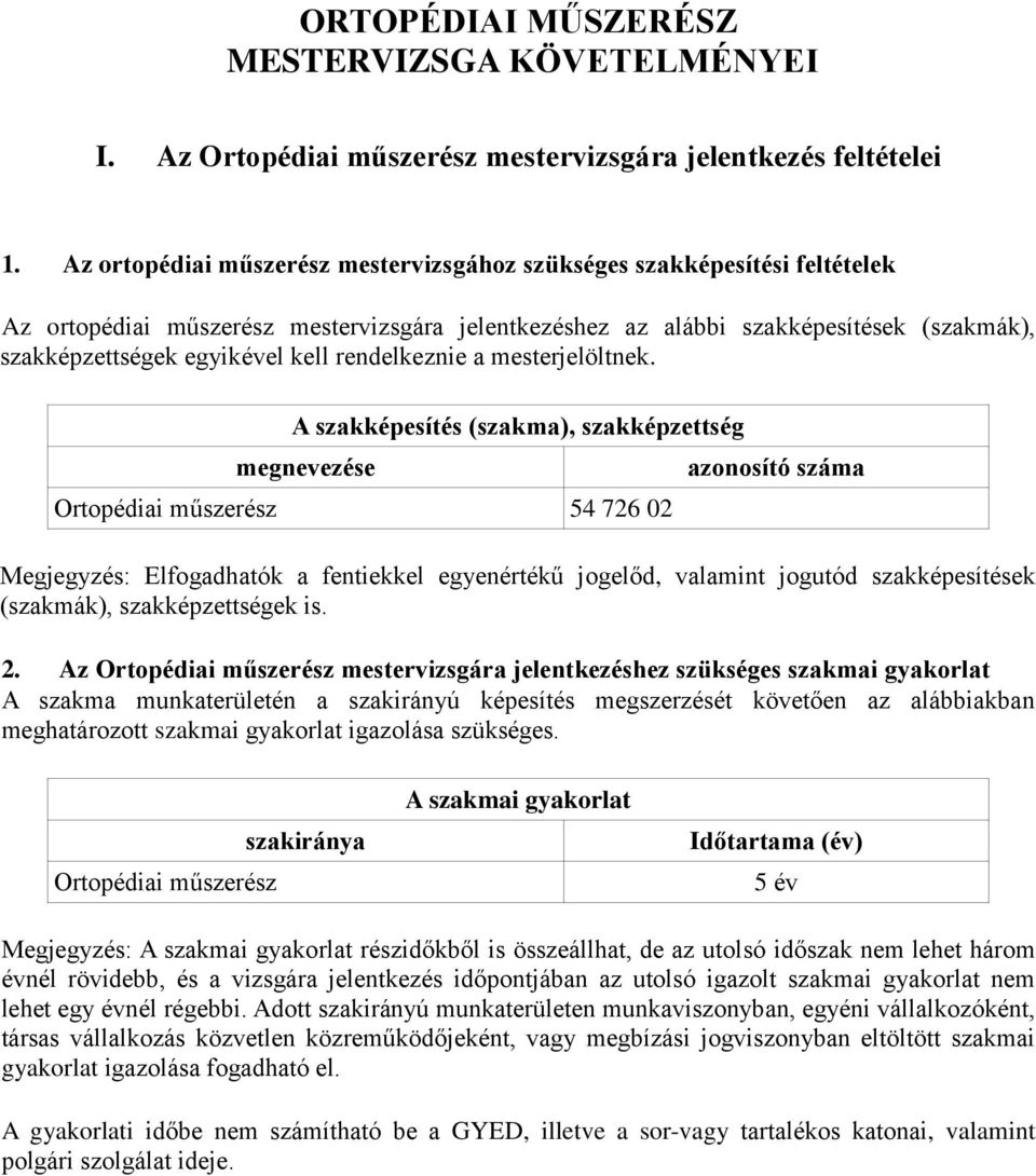 rendelkeznie a mesterjelöltnek.