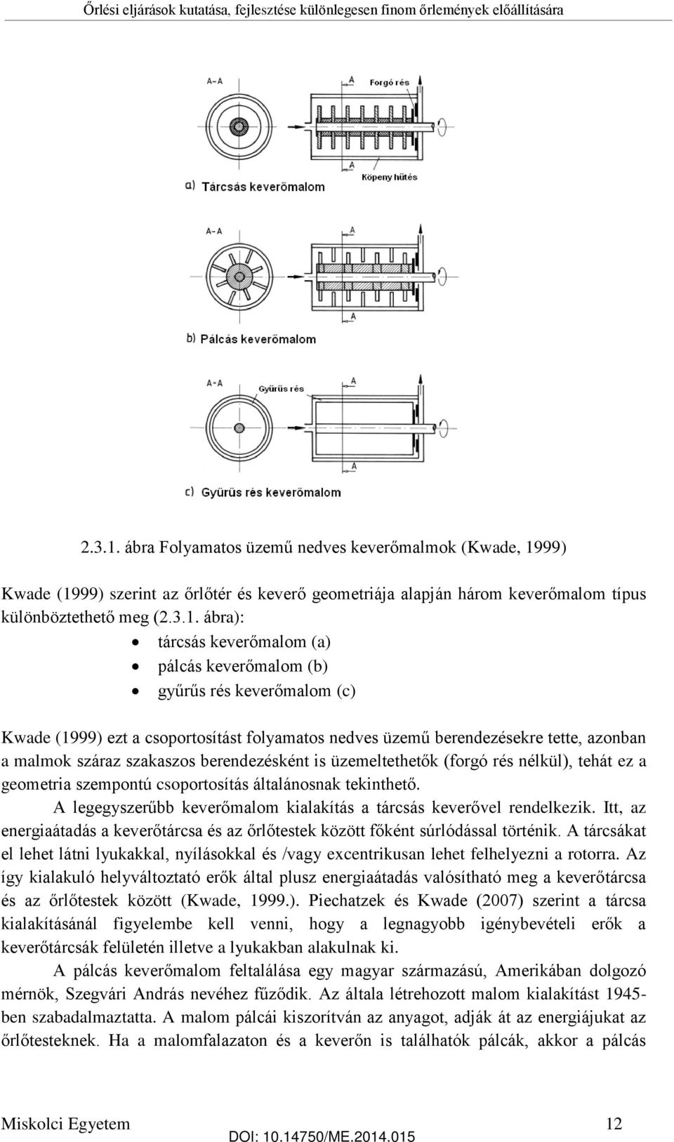 pálcás keverőmalom (b) gyűrűs rés keverőmalom (c) Kwade (1999) ezt a csoportosítást folyamatos nedves üzemű berendezésekre tette, azonban a malmok száraz szakaszos berendezésként is üzemeltethetők