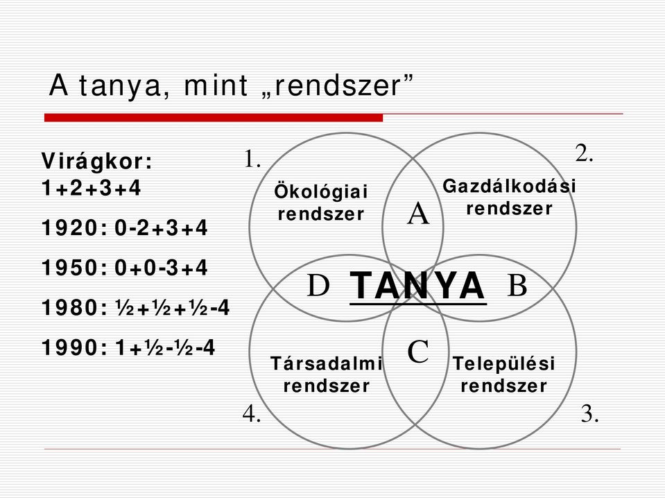 1. 2. Ökológiai rendszer D Társadalmi rendszer A
