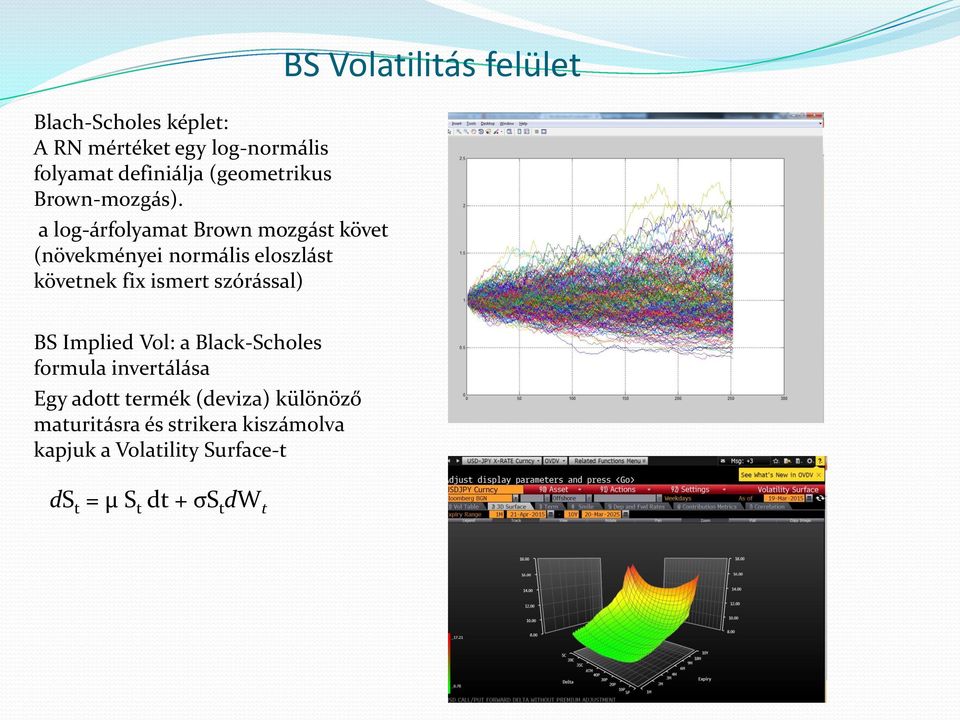 BS Volatilitás felület BS Implied Vol: a Black-Scholes formula invertálása Egy adott termék (deviza)