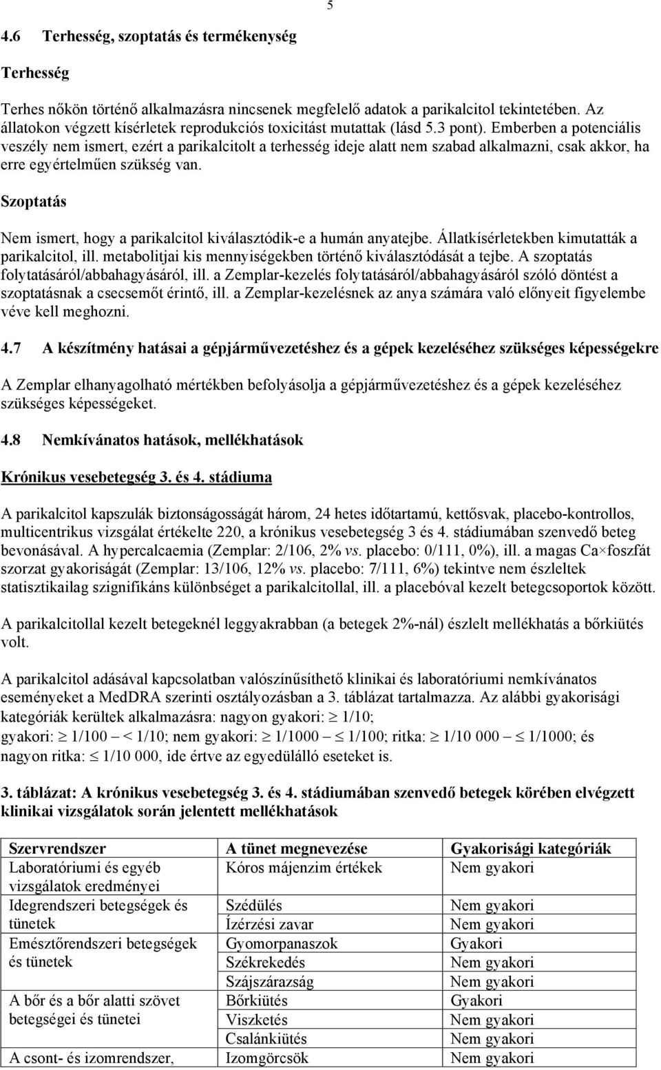 Emberben a potenciális veszély nem ismert, ezért a parikalcitolt a terhesség ideje alatt nem szabad alkalmazni, csak akkor, ha erre egyértelműen szükség van.