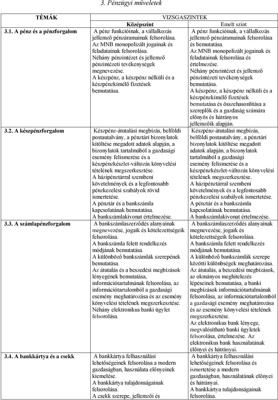 A készpénz, a készpénz nélküli és a készpénzkímélő fizetések bemutatása. A pénz funkcióinak, a vállalkozás jellemző pénzáramainak felsorolása és bemutatása.