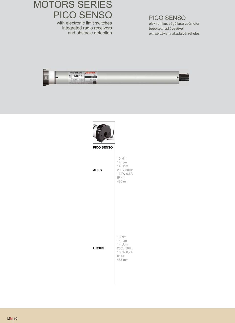 akadályérzékelés 10 Nm 14 rpm 14 upm 130W