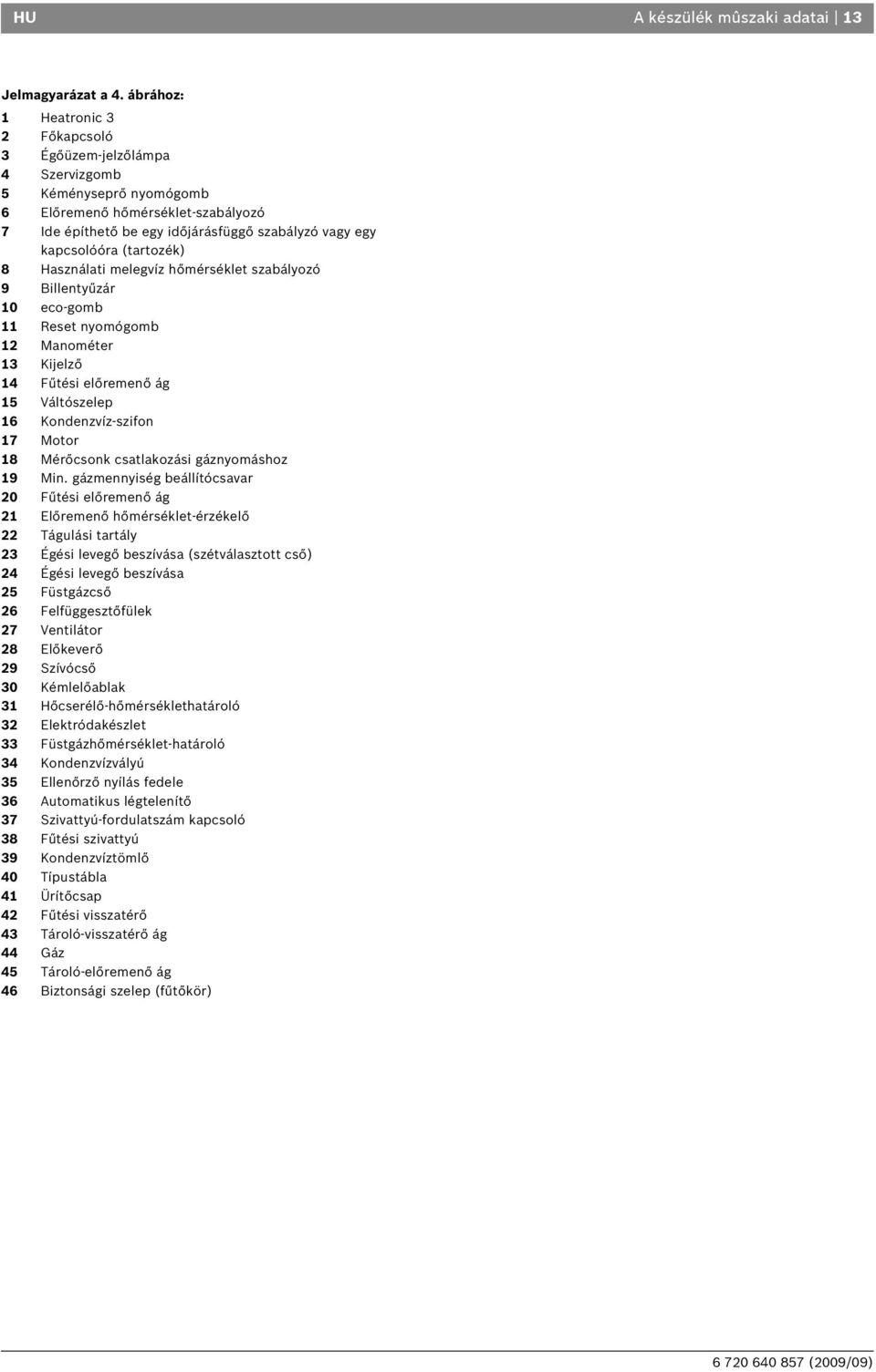 (tartozék) 8 Használati melegvíz hőmérséklet szabályozó 9 Billentyűzár 0 eco-gomb Reset nyomógomb Manométer 3 Kijelző 4 Fűtési előremenő ág 5 Váltószelep 6 Kondenzvíz-szifon 7 Motor 8 Mérőcsonk