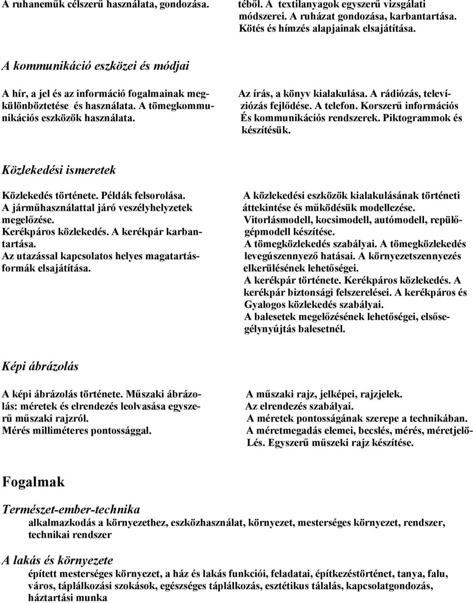 A rádiózás, televíziózás fejlődése. A telefon. Korszerű információs És kommunikációs rendszerek. Piktogrammok és készítésük. Közlekedés története. Példák felsorolása.