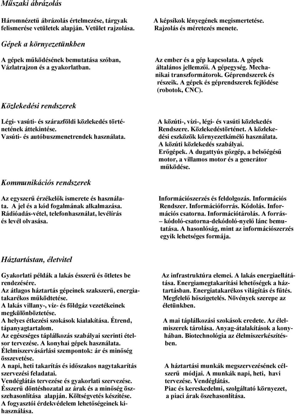 Géprendszerek és részeik. A gépek és géprendszerek fejlődése (robotok, CNC). Közlekedési rendszerek Légi- vasúti- és szárazföldi közlekedés történetének áttekintése.