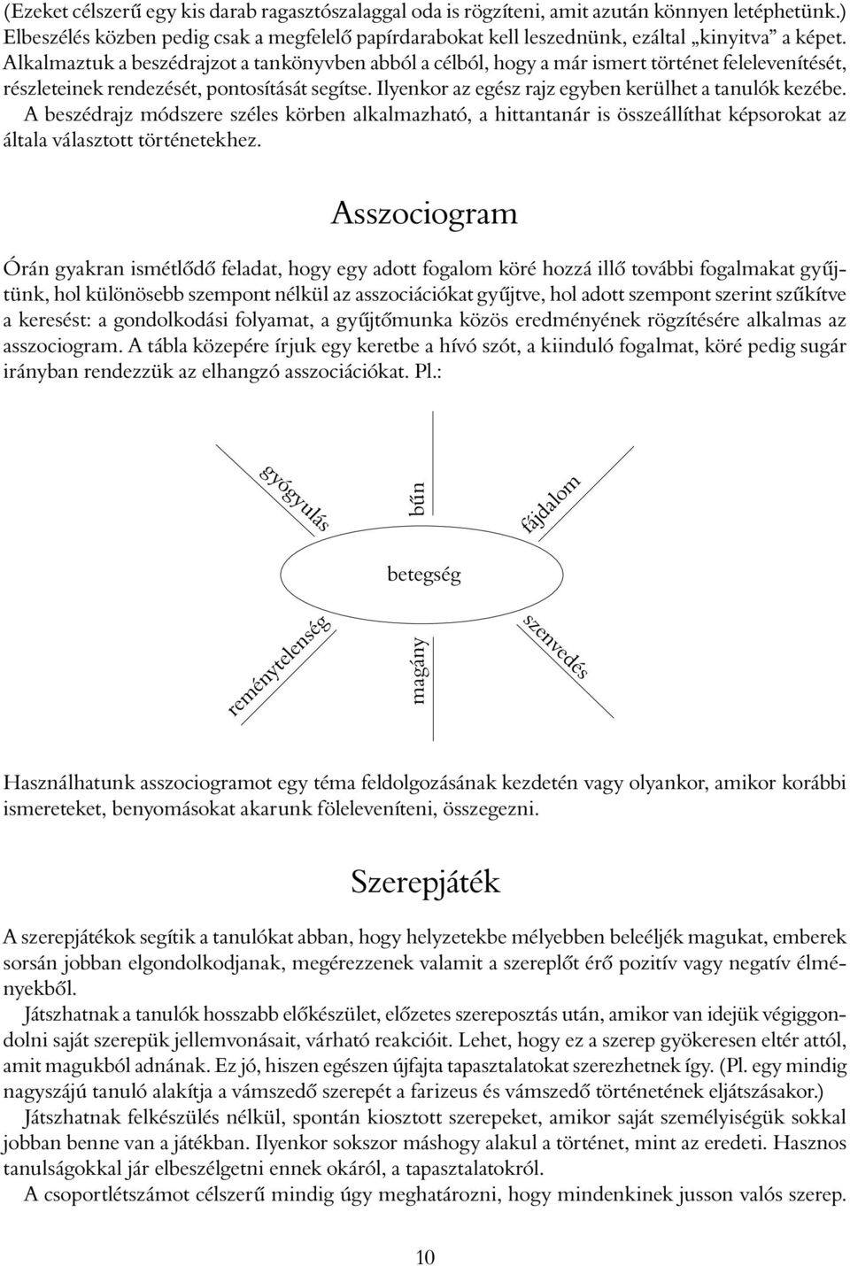 Ilyenkor az egész rajz egyben kerülhet a tanulók kezébe. A beszédrajz módszere széles körben alkalmazható, a hittantanár is összeállíthat képsorokat az általa választott történetekhez.