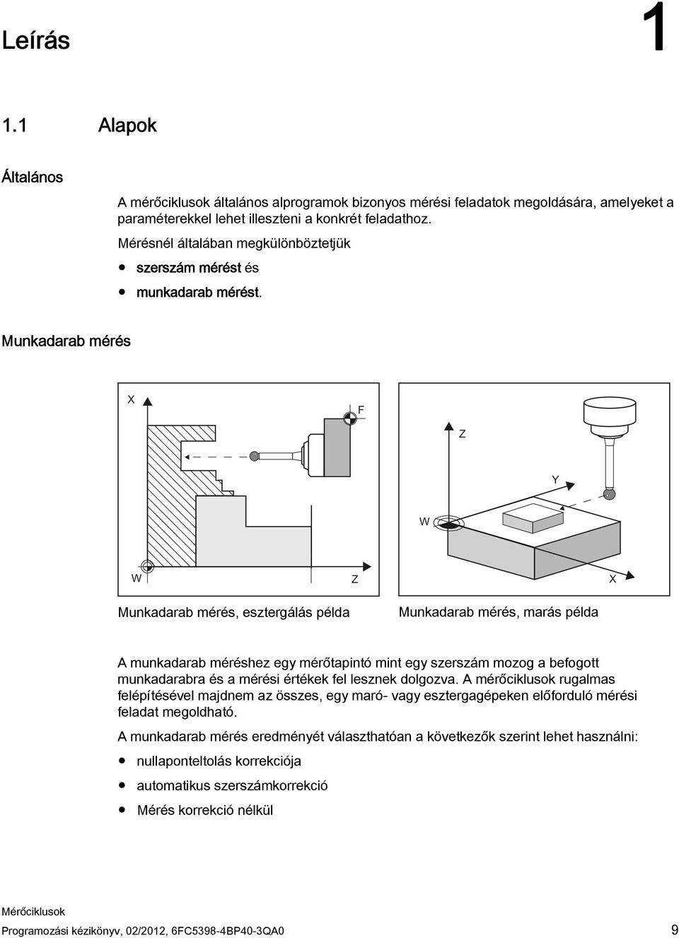 Munkadarab mérés Munkadarab mérés, esztergálás példa Munkadarab mérés, marás példa A munkadarab méréshez egy mérőtapintó mint egy szerszám mozog a befogott munkadarabra és a mérési értékek fel