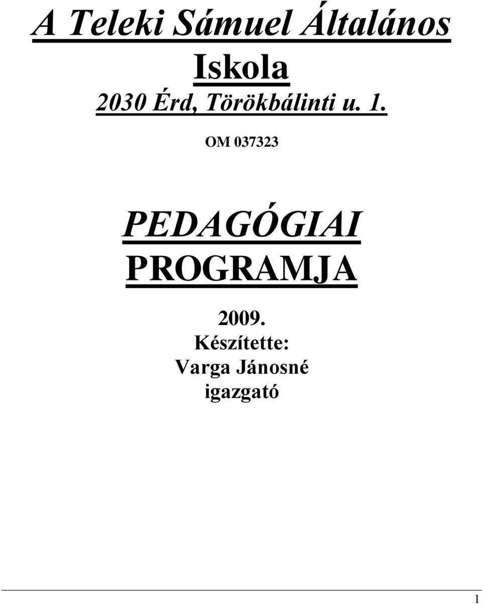 OM 037323 PEDAGÓGIAI PROGRAMJA