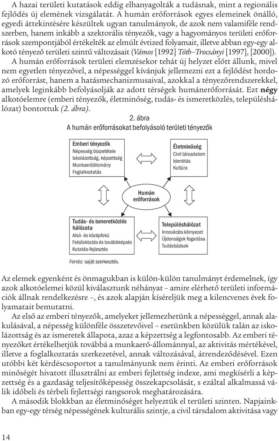 erőforrások szempontjából értékelték az elmúlt évtized folyamait, illetve abban egy-egy alkotó tényező területi szintű változásait (Vámos [1992] Tóth Trocsányi [1997], [2000]).