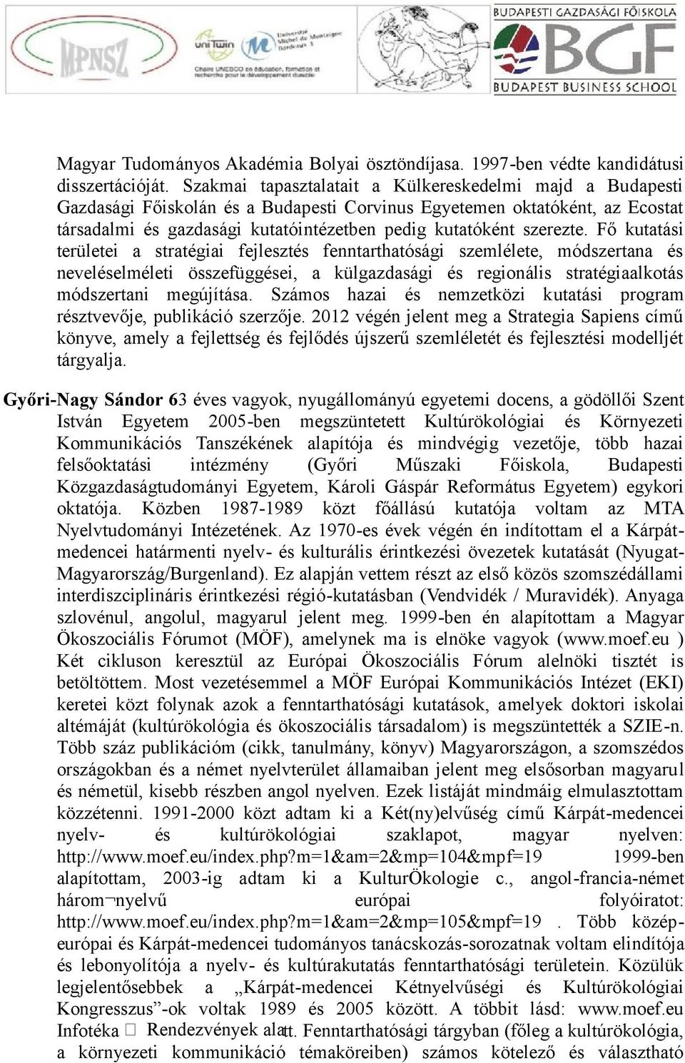 szerezte. Fő kutatási területei a stratégiai fejlesztés fenntarthatósági szemlélete, módszertana és neveléselméleti összefüggései, a külgazdasági és regionális stratégiaalkotás módszertani megújítása.