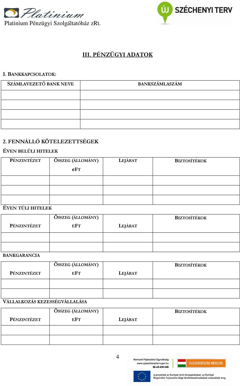 ÉVEN TÚLI HITELEK ÖSSZEG (ÁLLOMÁNY) BIZTOSÍTÉKOK PÉNZINTÉZET EFT LEJÁRAT BANKGARANCIA ÖSSZEG