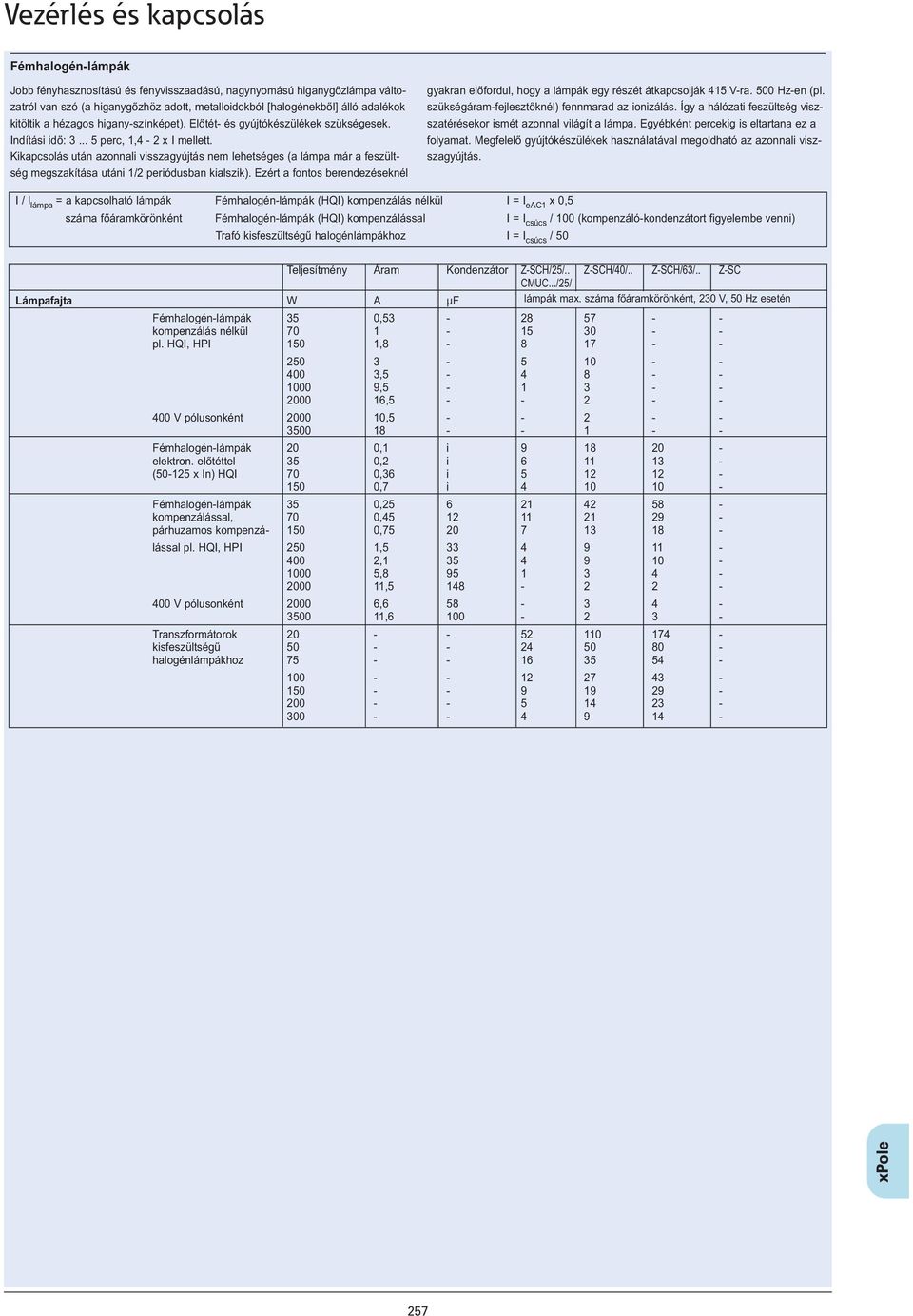 Kikapcsolás után azonnali visszagyújtás nem lehetséges (a lámpa már a feszültség megszakítása utáni 1/2 periódusban kialszik).
