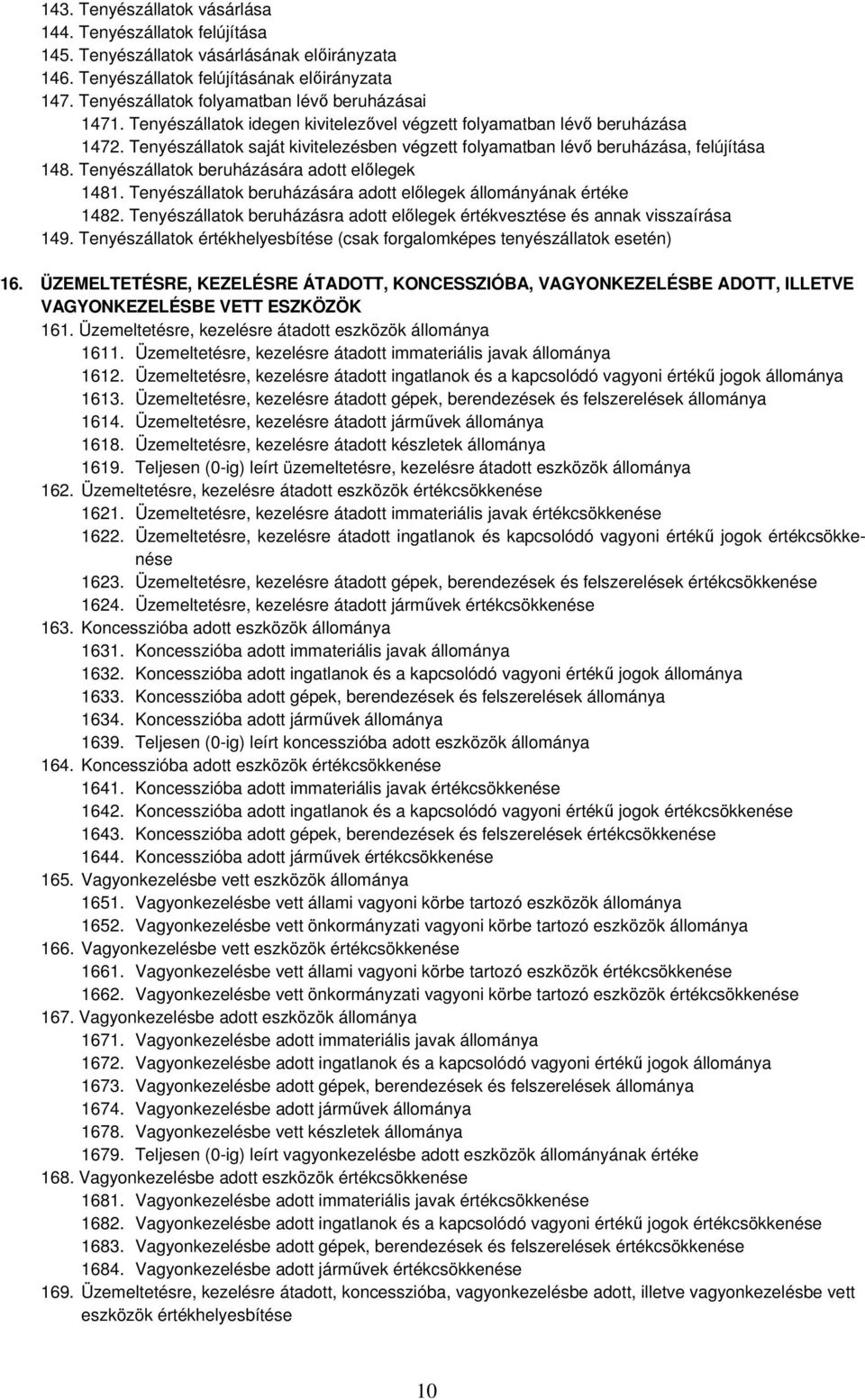 Tenyészállatok saját kivitelezésben végzett folyamatban lévő beruházása, felújítása 148. Tenyészállatok beruházására adott előlegek 1481.