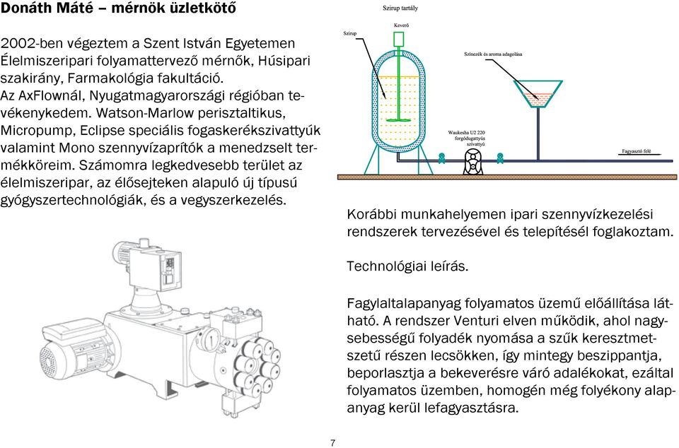 Számomra legkedvesebb terület az élelmiszeripar, az élősejteken alapuló új típusú gyógyszertechnológiák, és a vegyszerkezelés.