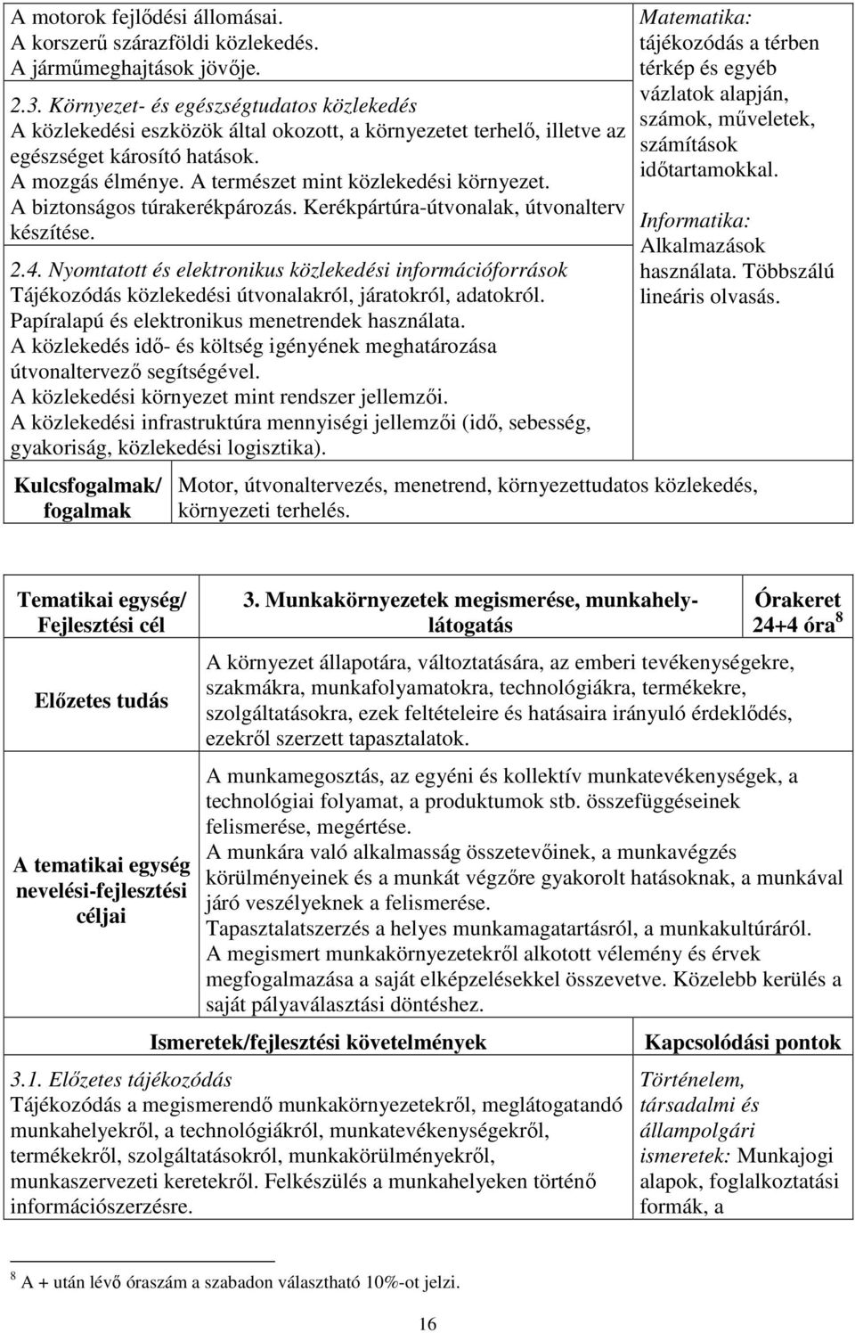 A biztonságos túrakerékpározás. Kerékpártúra-útvonalak, útvonalterv készítése. 2.4.