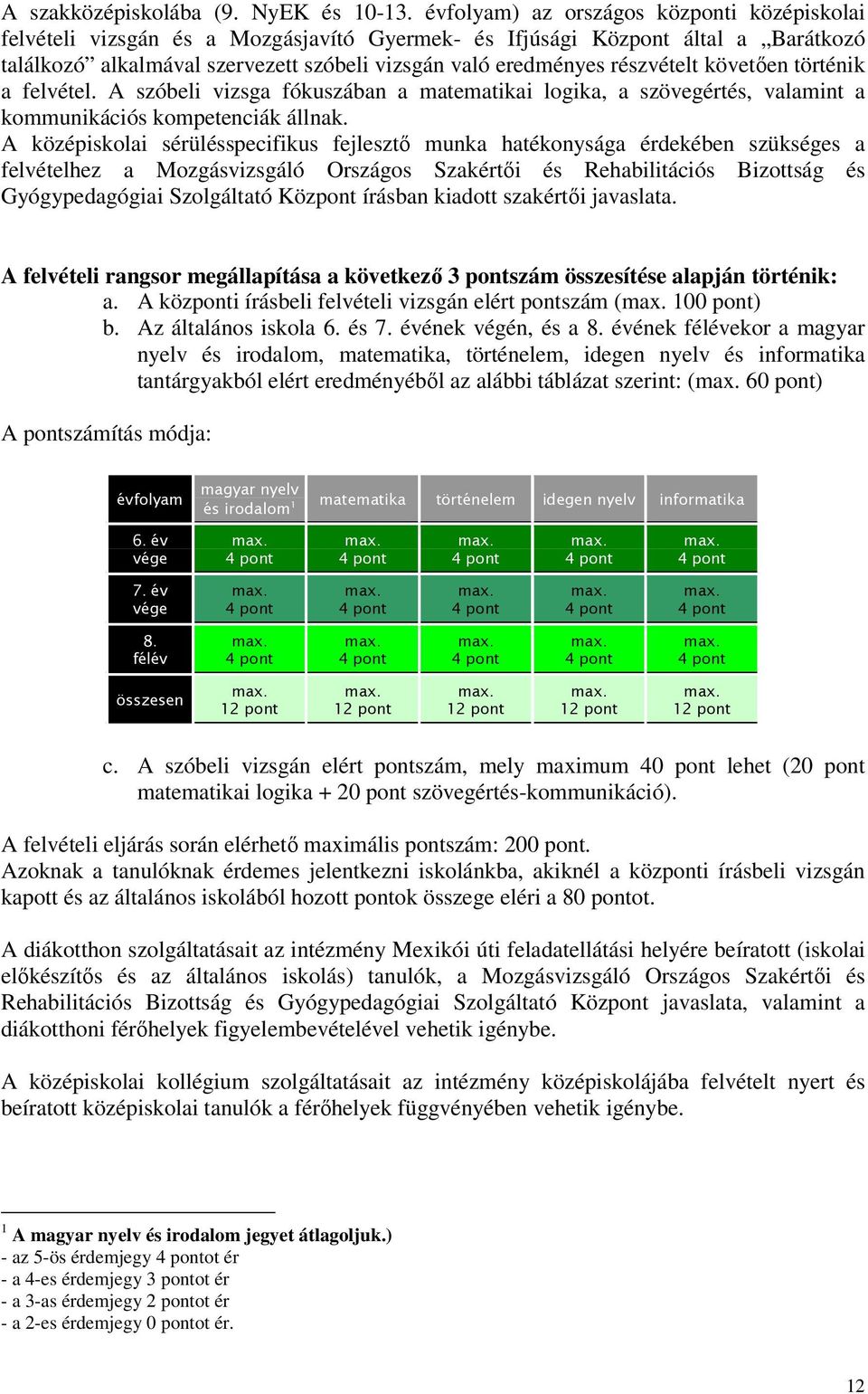 részvételt követıen történik a felvétel. A szóbeli vizsga fókuszában a matematikai logika, a szövegértés, valamint a kommunikációs kompetenciák állnak.