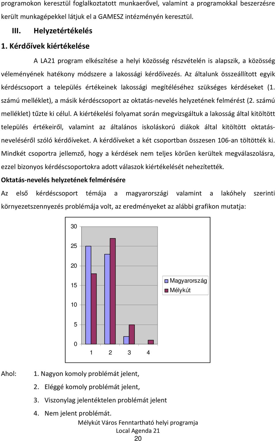 Az általunk összeállított egyik kérdéscsoport a település értékeinek lakossági megítéléséhez szükséges kérdéseket (1.